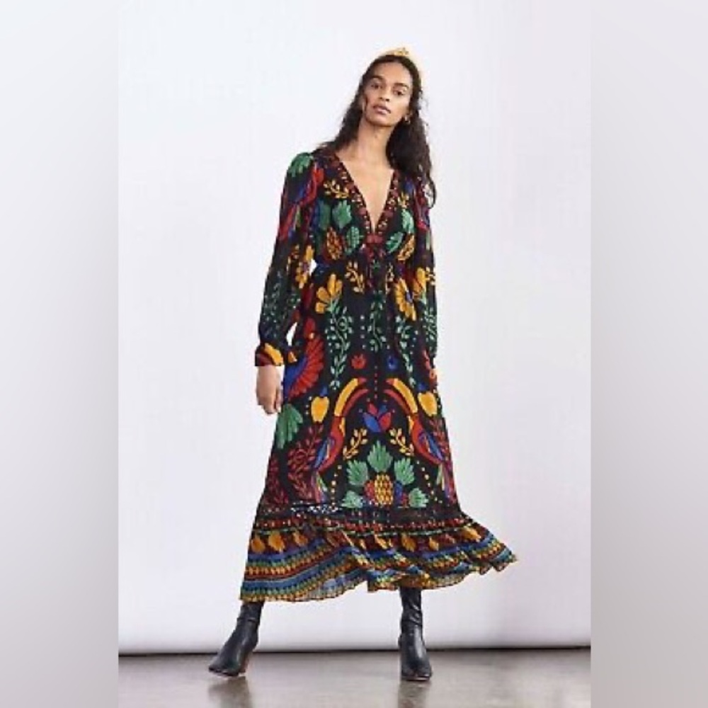 Farm Rio Georgette Maxi Dress Size Medium